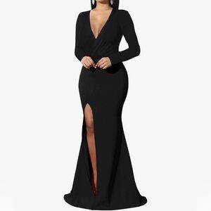 NWOT Formal V Neck Side Split Bodycon Dress